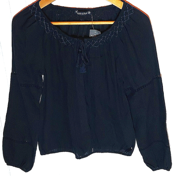 Abercrombie & Fitch navy blue blouse sz XS - Picture 2 of 10